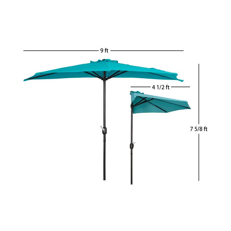 9' Sutton Half Round All-Weather Crank Patio Umbrella