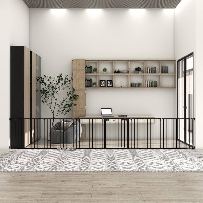Black Steel 4-in-1 Configurable Safety Gate for Kids and Pets