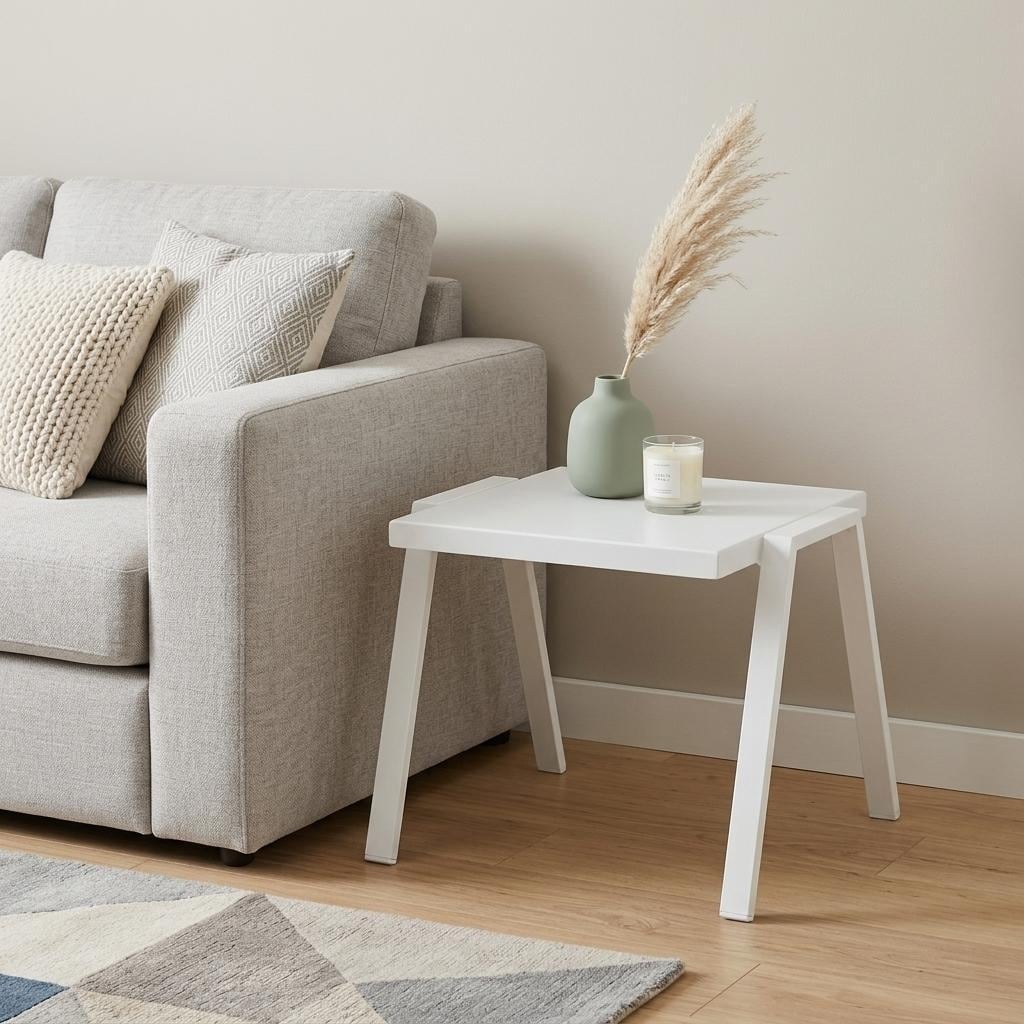 HomeRoots 16" White Aluminum End Table - 22.00 in. x 16.00 in. x 18.00 in.