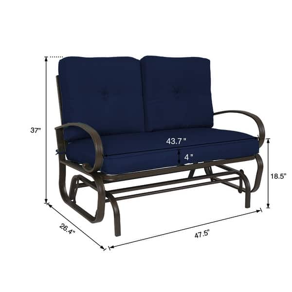 dimension image slide 3 of 5, Kozyard Cozy Two Rocking Love Seats Glider Swing Bench/Rocker