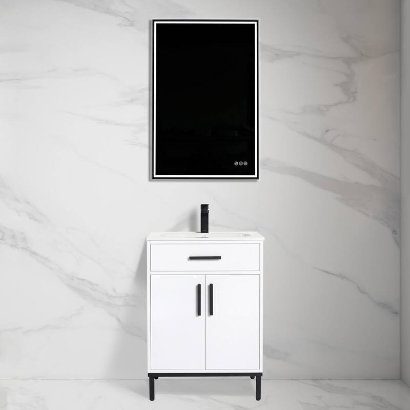 Blossom 24-Inch Freestanding Bathroom Vanity with SMC Sink - Glossy - Glossy White