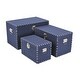 preview thumbnail 1 of 6, Offex Home Accent Set of 2 Navy Blue Linen Studded Trunk - : Lg: L: 19.75" x W: 12" x H: 12.25"
