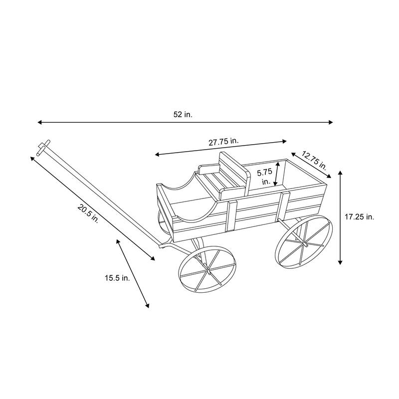 Goldcast Rustic Wagon Garden Planter with Metal Wheels