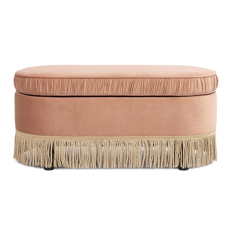 Serena 38" Ruched Oval Storage Bench Ottoman