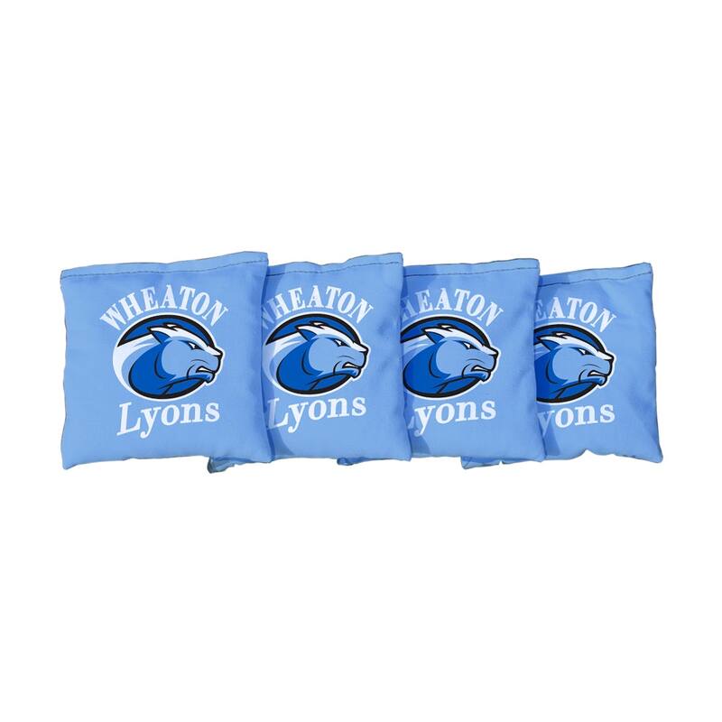 Wheaton College Lyons Light Blue Cornhole Bags - All-Weather Resin Filled