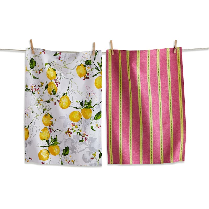 Lemoncello Multicolor Cotton Dishtowel Set - Spring/Summer Kitchen Textiles, Machine Washable, 26" x 18"