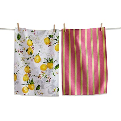 Lemoncello Multicolor Cotton Dishtowel Set - Spring/Summer Kitchen Textiles, Machine Washable, 26" x 18"