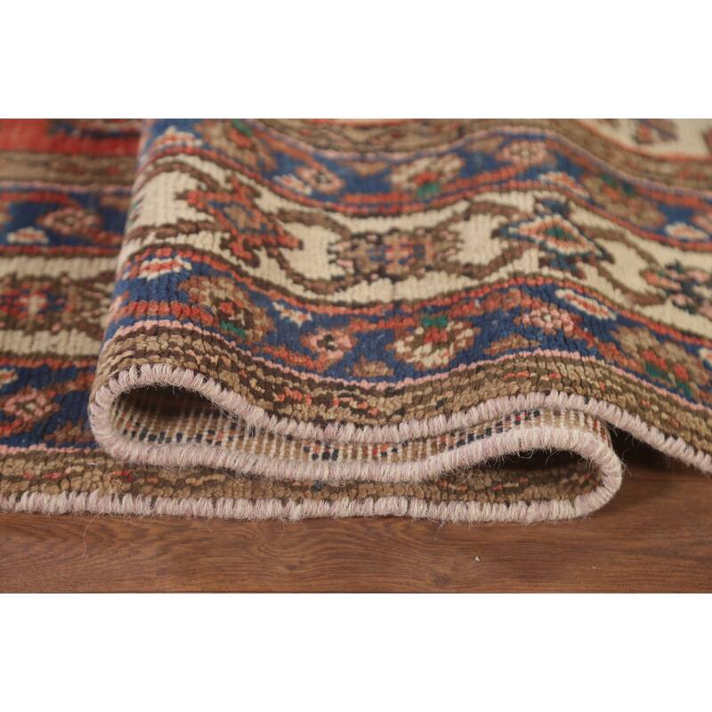 Geometric Hamedan Persian Vintage Area Rug Hand-Knotted Wool Carpet - 6'11"x 10'0"