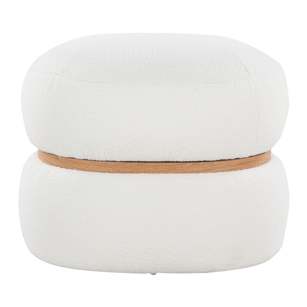 Carson Carrington Lena Pouf Ottoman with Natural Wood Accent