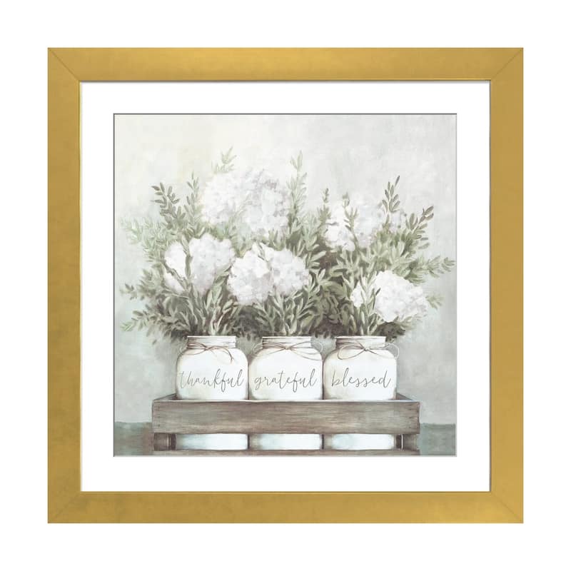 iCanvas "White Flower Jars" by Dogwood Portfolio - Gold - 24x24x1