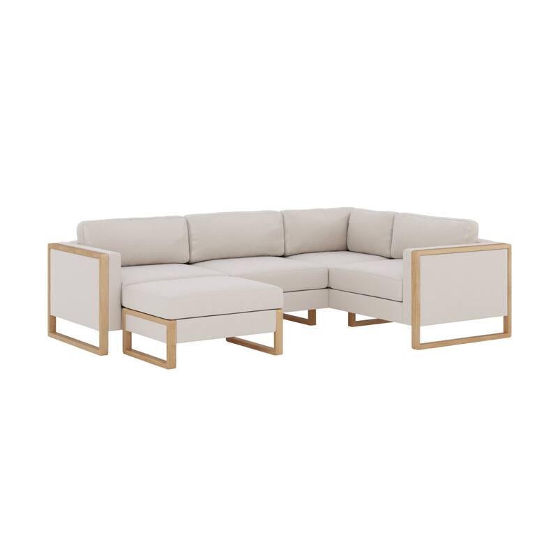 Madison Modern Upholstered Modular Sofa or Couch for Living Room with Solid Wood Legs
