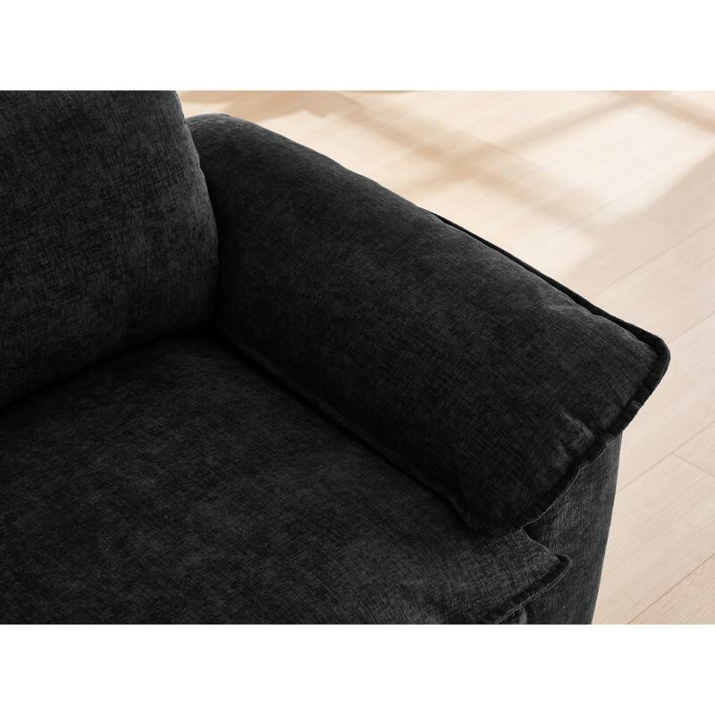 Cloud Lazy Chaise Lounge, Single Sofa Chair & Storage Ottoman Set of 2, Oversize Chenille Upholstered Lounge Sleeper Sofa