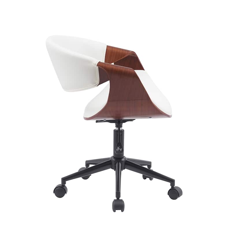 Porthos Home Elio Faux Leather Mid Century Office Chair with Black Metal Base