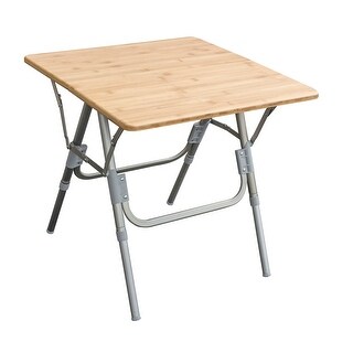 Shop Offex Bamboo Adjustable Height Foldable Camping Side Table Brown Overstock 30892704