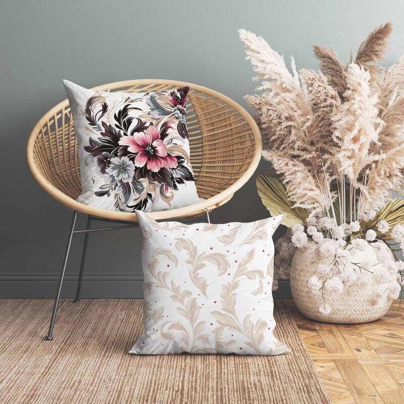 Botanic Bliss Faux Suede Reversible Throw Pillow Brown and Pink