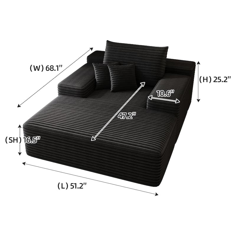 51.2" Corduroy 2-Seater Sofa - Cloud-Like Deep Seat, 600lb Capacity, No Assembly Required, with Ergonomic Pillows