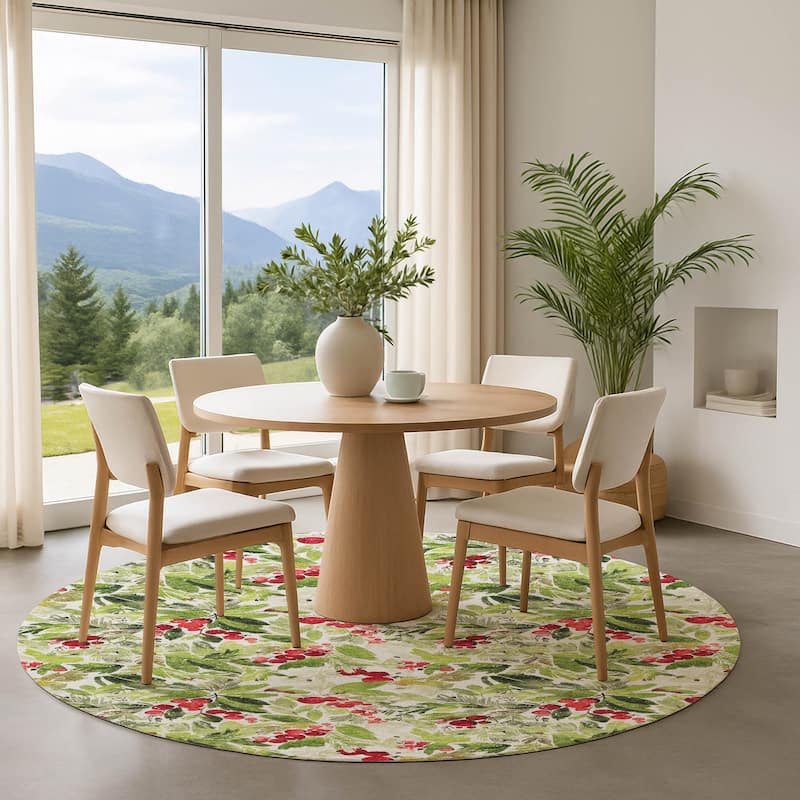 Premium Washable Super Soft Christmas Holly Mayfield Rug - Aloe - 8' x 8'