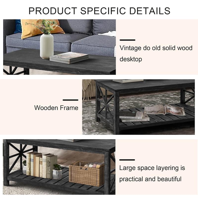 52''W Handcrafted Coffee Table In Front Of The Sofa Or Loveseat
