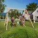 preview thumbnail 8 of 6, EROMMY All-Weather Cedar Wooden Swing Set - 2 Belt Swings & Trapeze Bar for Kids Backyard - Wood