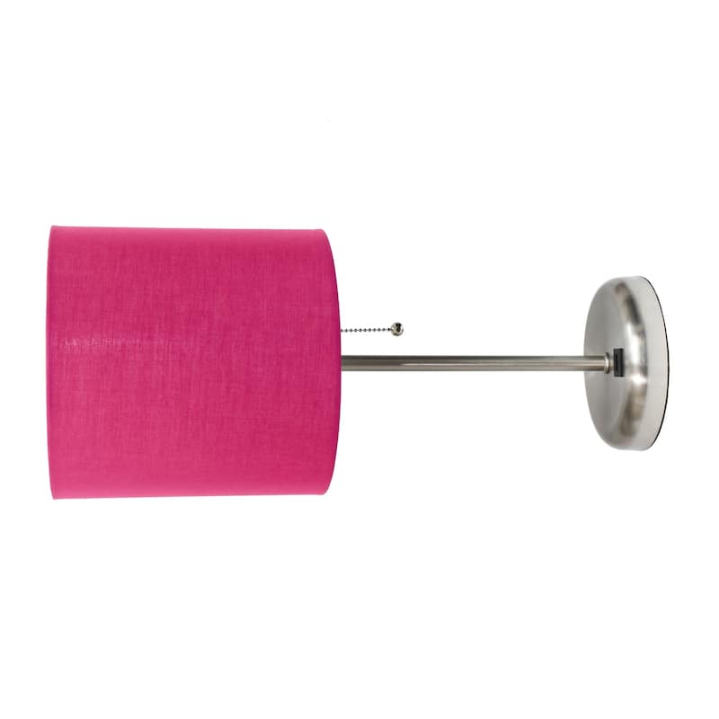 Contemporary Brushed Steel Bedside Table Desk Lamp with Drum Shade - 19.5" - Silver and Hot Pink