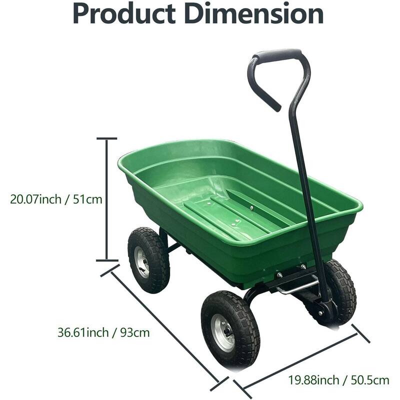 4-Wheel Outdoor Utility Garden Wheelbarrow Cart, Hand Trolley for Home, Yard, and Garden