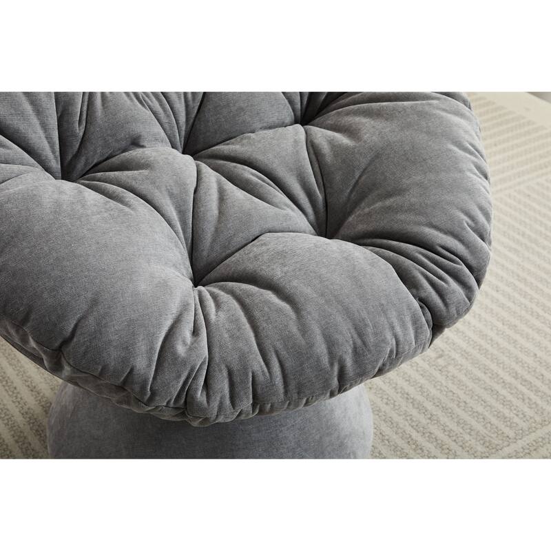 Dark Grey 37" Swivel Barrel Chair with Large Cushion