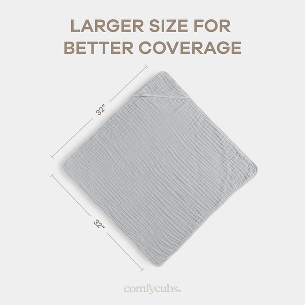 dimension image slide 10 of 13, Hooded Baby Towel, 6 Layer 100% Muslin Cotton by Comfy Cubs