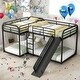 preview thumbnail 2 of 16, Full and Twin Size Modern Functional Design L-Shaped Bunk Bed with Slide and Short Ladder, Easy Assembly, Black