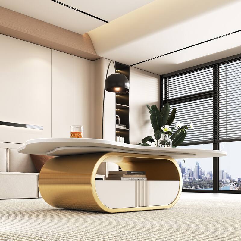 Modern Butterfly Coffee Table with Sintered Stone Top