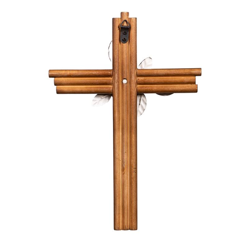 15 in. x 11 in. Wood Crosses with Flowers, Set of 2