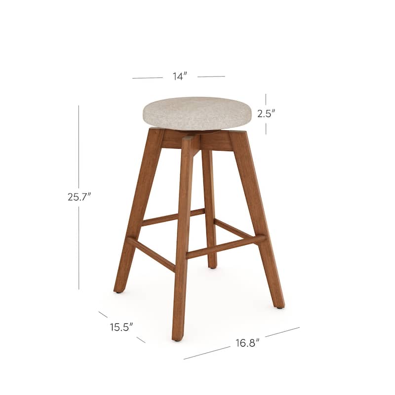 Nathan James Amalia Backless Counter Height 360 Swivel Seat Wood Bar Stool