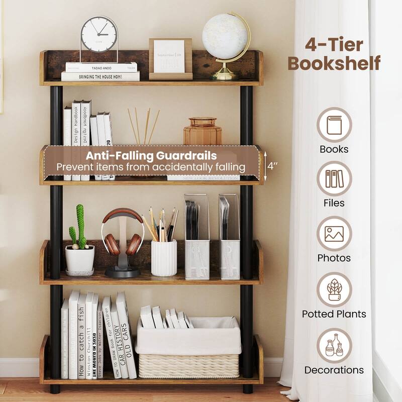 Costway 1/2 PCS 4-Tier Bookshelf with Anti-Tipping Kit Industrial - See Details