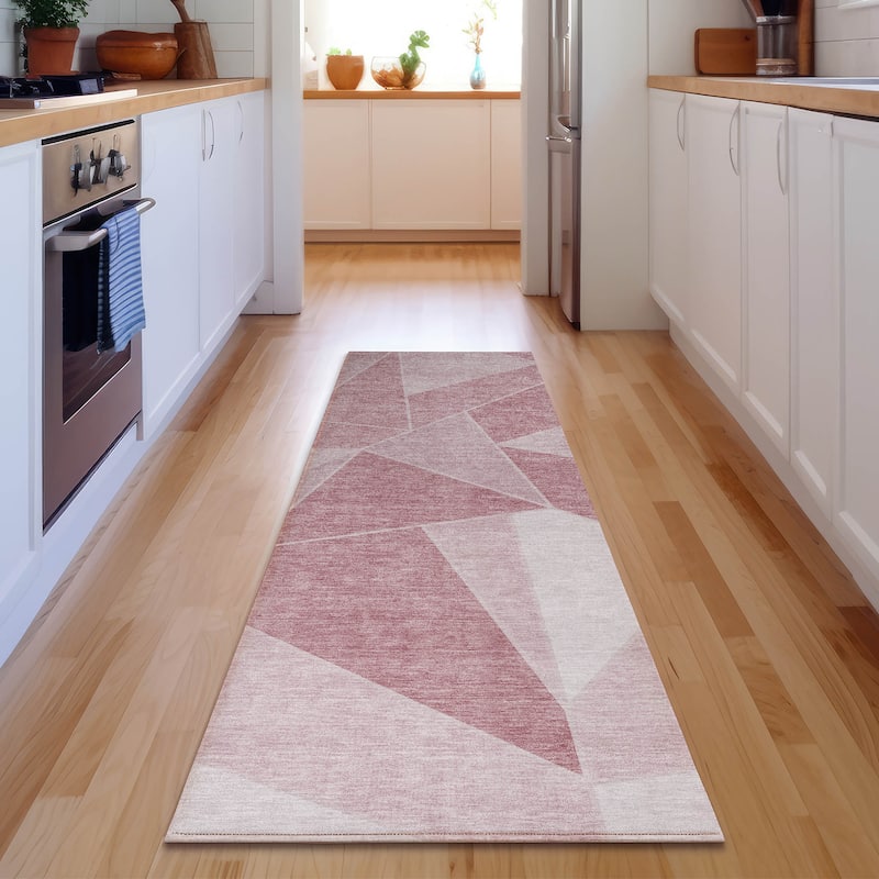 Premium Washable Super Soft Contemporary Mosaic Mayfield Rug - Blush - 2' 3" x 7' 6" - Runner