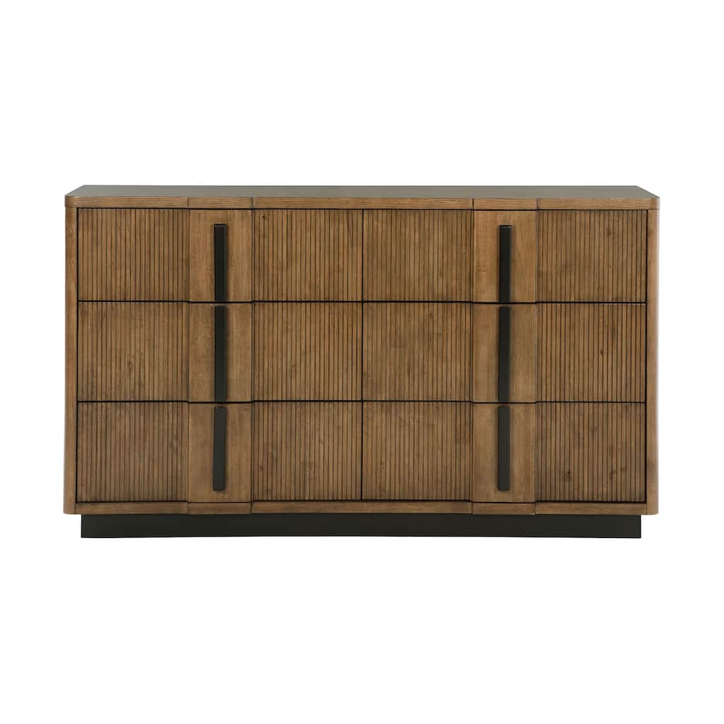 6 Drawers Wooden Dresser with Vertical Pulls in Ash Brown