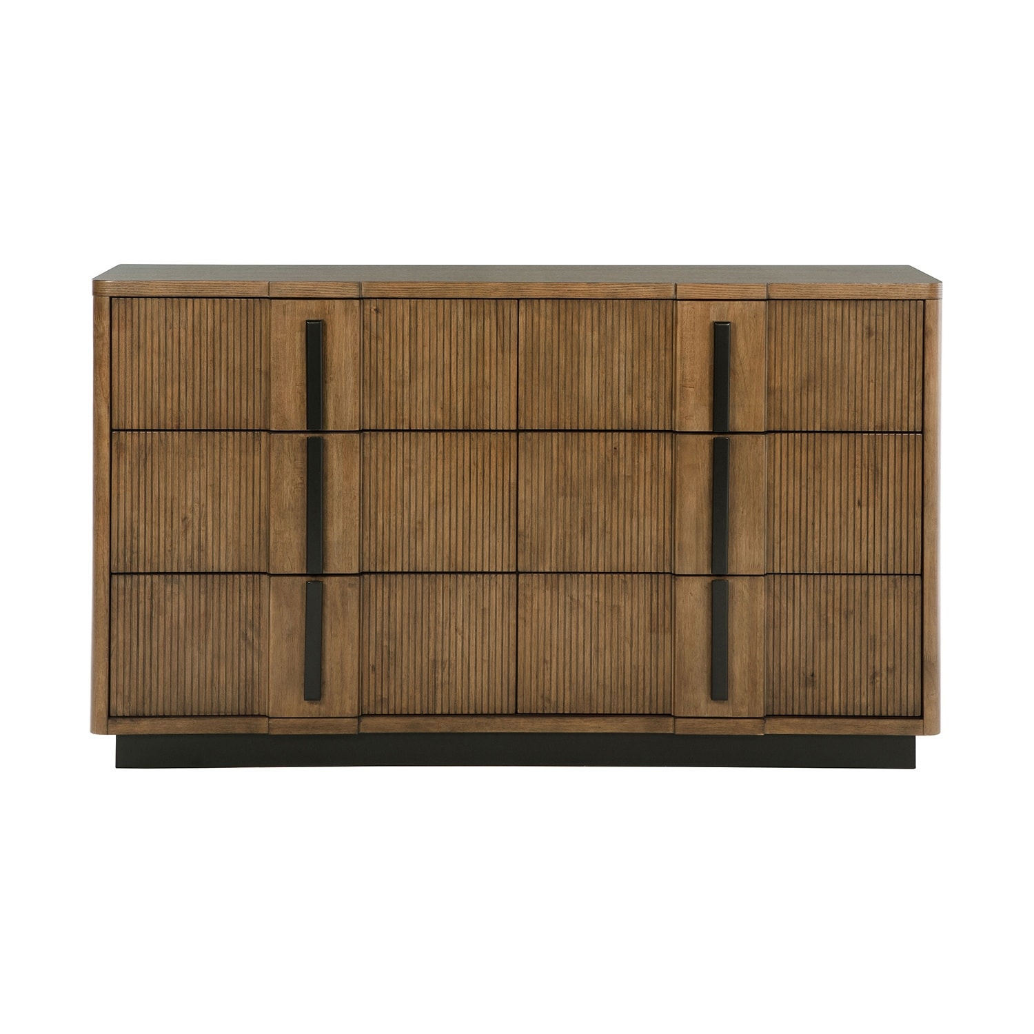 6 Drawers Wooden Dresser with Vertical Pulls in Ash Brown