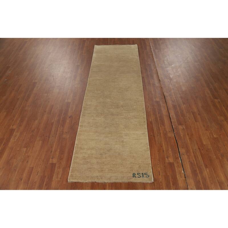 Gabbeh Modern Runner Rug Hand-Knotted Wool Carpet - 3'0"x 9'8"