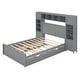 preview thumbnail 7 of 15, Espresso Full Wooden Platform Bed Frame w/All-in-One Cabinet & Trundle
