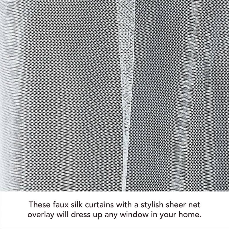 Creative Home Ideas Augusta Faux Silk Blackout with Sheer Overlay Grommet Window Curtain Panel Pair with Tiebacks