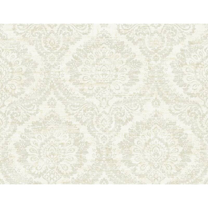 Kenneth James Kauai Taupe Damask Wallpaper - 27in x 324in x 0.025in