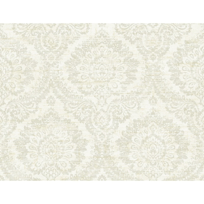 Kenneth James Kauai Taupe Damask Wallpaper - 27in x 324in x 0.025in