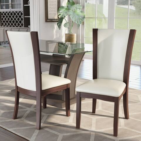 Row Contemporary Faux Leather Upholstered Dining Chairs by Furniture of America (Set of 2)