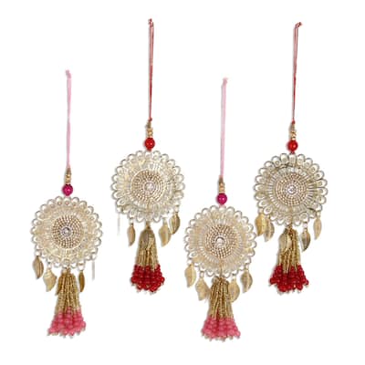 Novica Handmade Chandelier Beauty Glass Beaded Ornaments (Set Of 4)