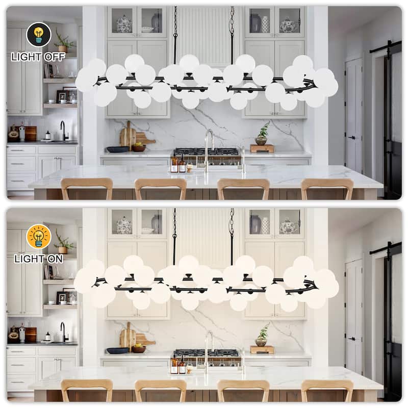 40-light Modern Large Bubble Sputnik Chandelier in Black for Dining Room