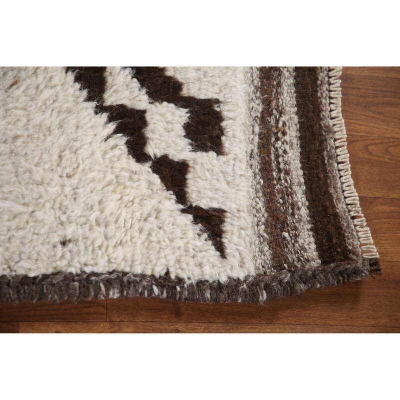 Ivory Anatolian Turkish Runner Rug Handmade Wool Carpet - 3'3"x 11'1"