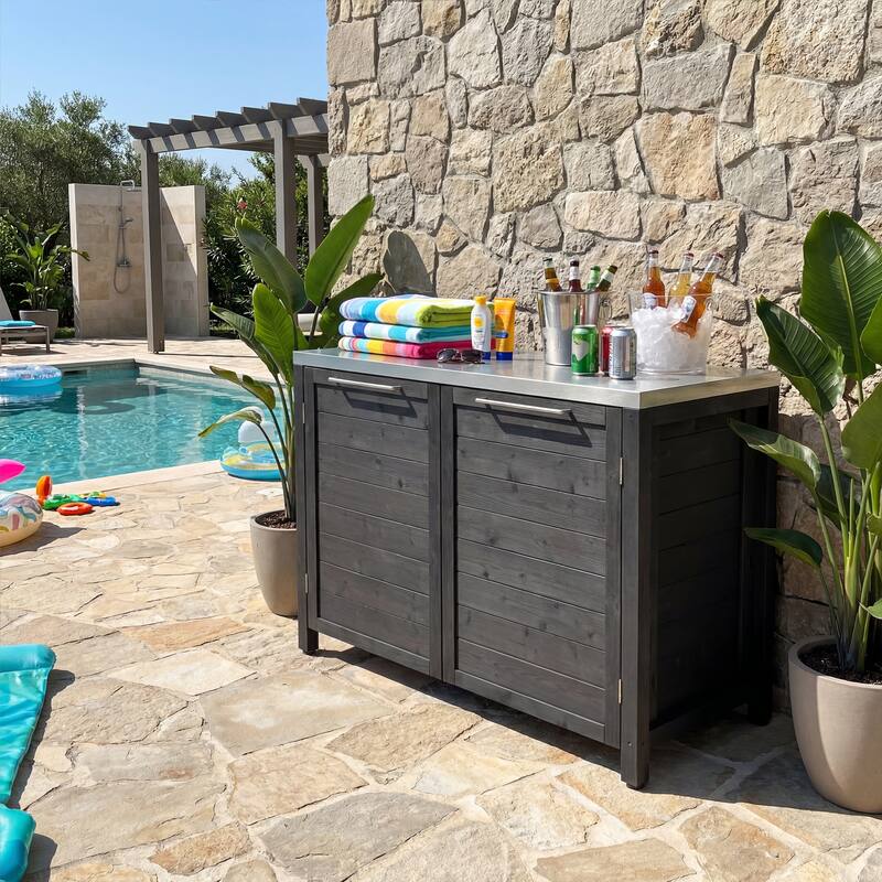 Modular Outdoor Kitchen Island Set, 100% Solid Wood BBQ Cabinet , Patio Kitchen Bar Table