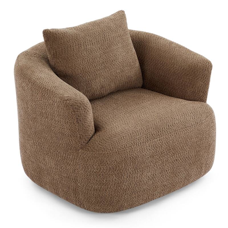 Swivel Chair with Throw Pillow & Spring Seat