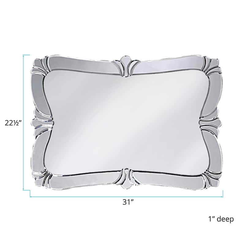 Alan Andrews Decorative Ornate Wall Mirror with Flourish Embellishment Frame - 31"W x 21.5"H