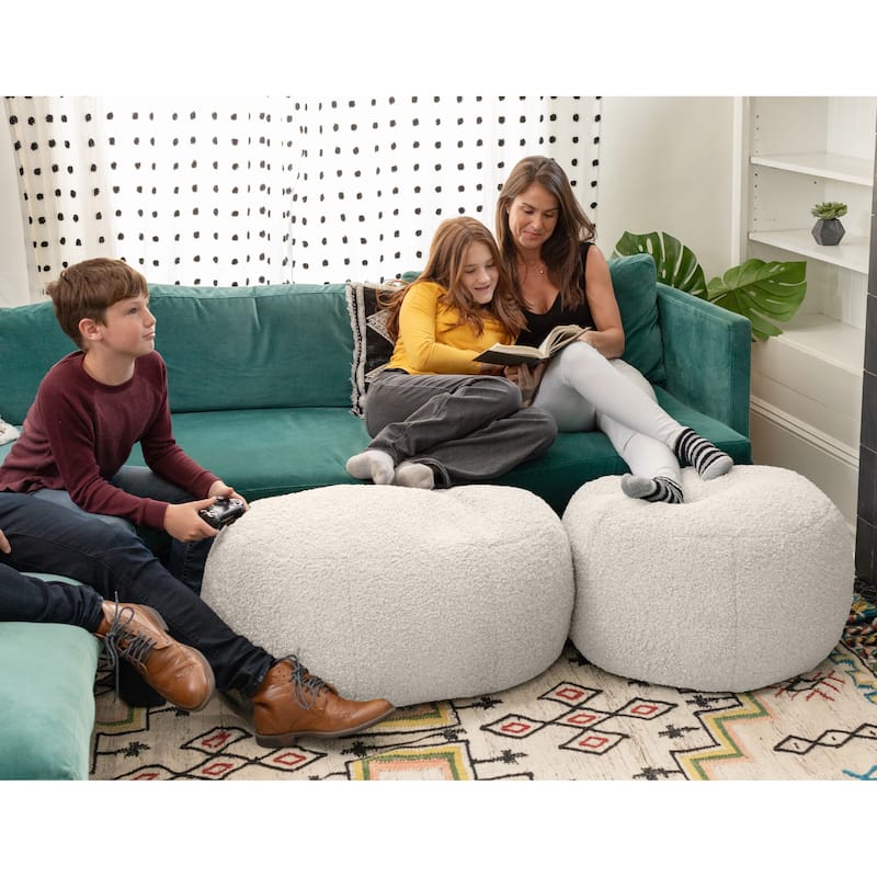 Jaxx Ellis Pouf - Modern Shearling Faux-Lamb Plush Fleece Ottoman