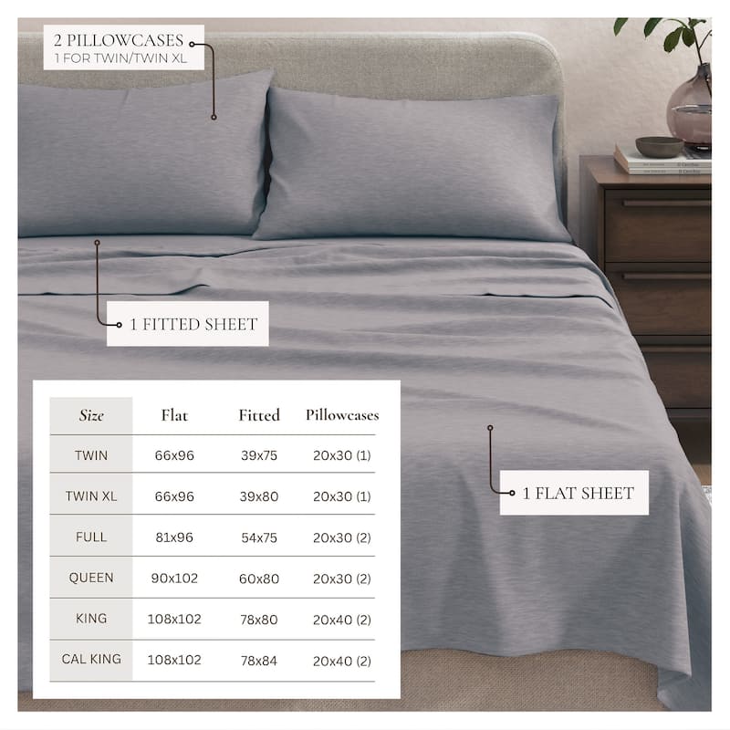 Linery & Co. Heathered Melange Cotton Jersey Knit Sheet Set