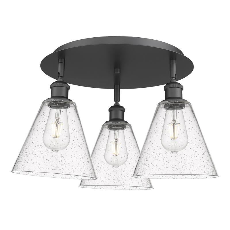 Innovations Lighting Berkshire - 3 Light 20" Flush Mount - Seedy/Matte Black